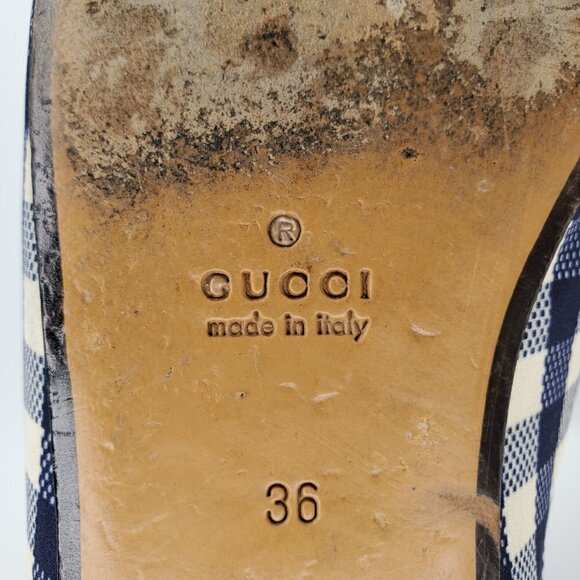 Gucci Princetown Horsebit Gingham Plaid Mules Loafers Flats - Picture 6 of 7